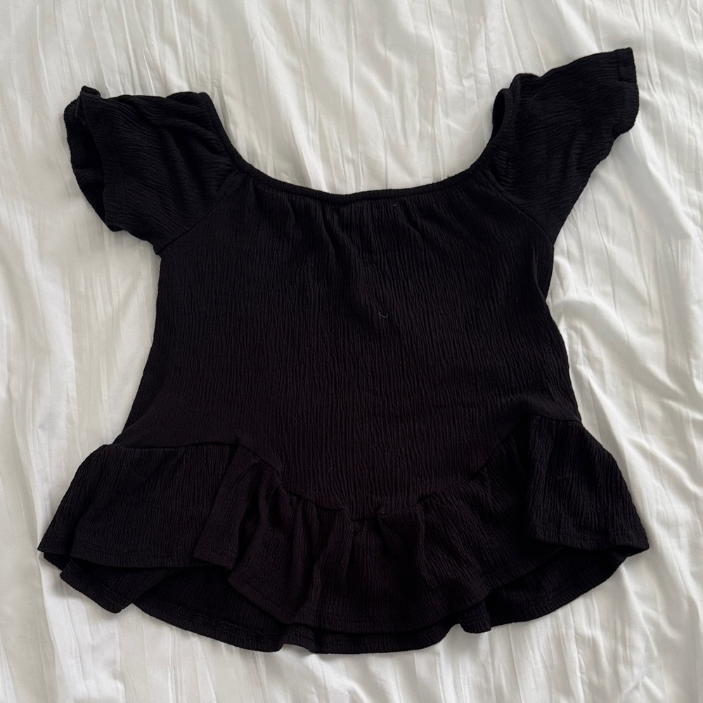 Stylish Black Ruffled Off-Shoulder Blouse